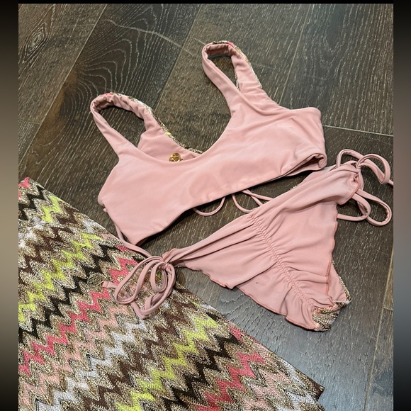 Lulu Fama swim 3 piece set pants & bikini XS/S - Picture 3 of 4